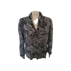 COLDWATER CREEK Long Sleeve‎ Lightweight Button Down Floral Officecore Blouse L